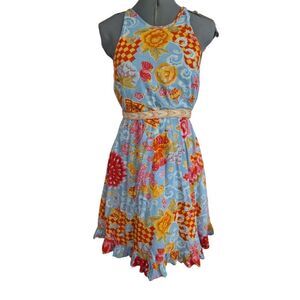Oilily Girls Cotton Floral Print Summer Sun Dress Ruffle Size 176‎ 16 Youth